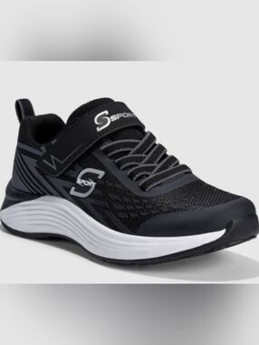 Skechers Boys Black & White Athletic Sneaker with Strap Size 5